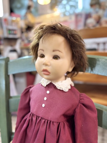 画像4: モヘアのダークブラウンヘアーの女の子　ドイツ製　ヴィンテージ52cmヘットマーク有り (4)