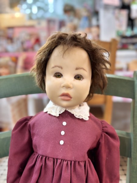 画像5: モヘアのダークブラウンヘアーの女の子　ドイツ製　ヴィンテージ52cmヘットマーク有り (5)