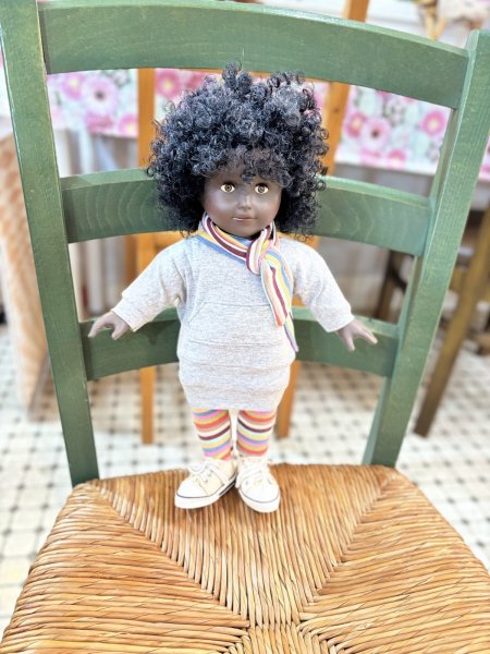 画像4: アフロヘアのクロスボディドール　フランス製　ヴィンテージ32cm (4)