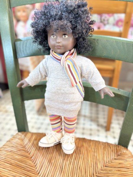 画像3: アフロヘアのクロスボディドール　フランス製　ヴィンテージ32cm (3)