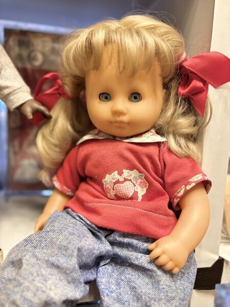 画像2: ブロンドのツインテーにブルーの瞳の女の子　ドイツ製　ヴィンテージZaph 38cm (2)