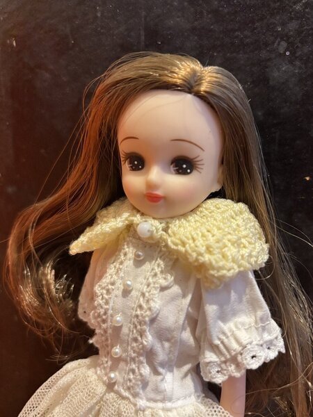 画像3: リカちゃん等1/6相当ドールサイズティペット『ライトイエローのレース編み』 (3)