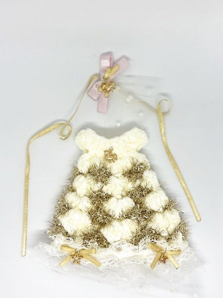 画像1: ネオブライス size『ホワイトニットのパーティードレスとヘアリボンのセット』 (1)