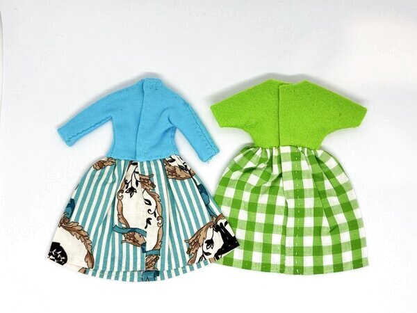 画像2: 【特価】花布糸様制作『着せ替えセット☆異素材の長袖ワンピースと半袖ワンピースセット』1/6ドール size (2)