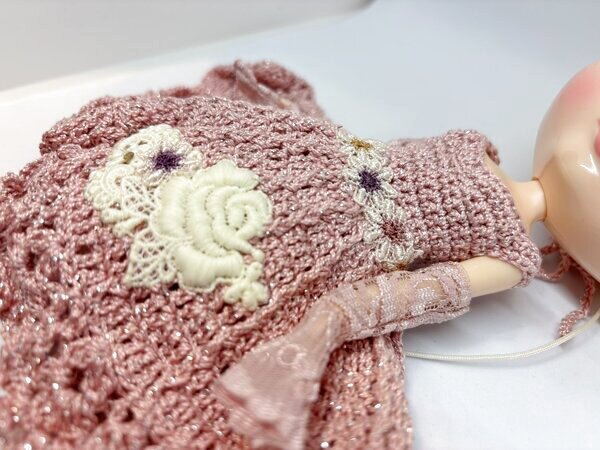 画像5: 総レース編み『ピンクのドレスセット』ネオブライス 相当size (5)