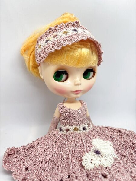 画像1: 総レース編み『ピンクのドレスセット』ネオブライス 相当size (1)