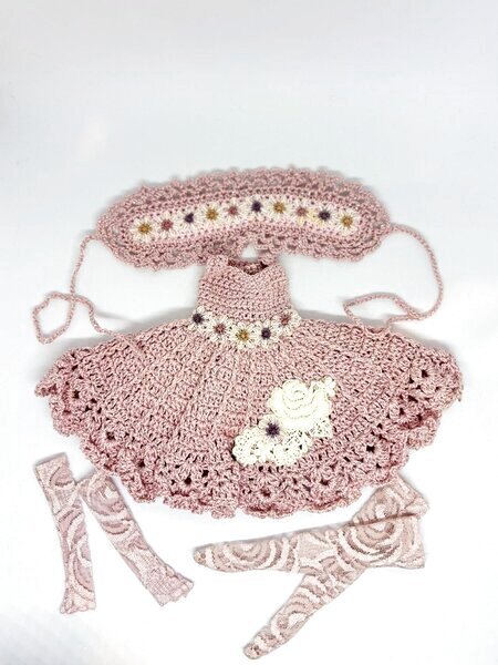 画像2: 総レース編み『ピンクのドレスセット』ネオブライス 相当size (2)