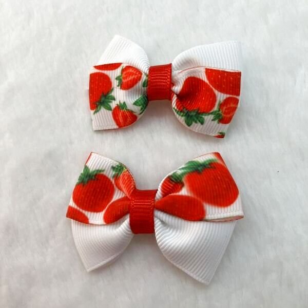 画像3: 『 おリボン型いちご白クリップセット 』ブライス~等身大ドールサイズ (3)