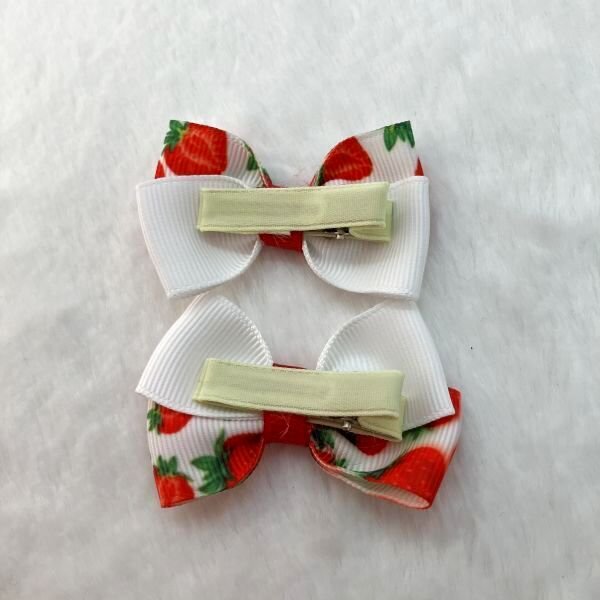 画像4: 『 おリボン型いちご白クリップセット 』ブライス~等身大ドールサイズ (4)