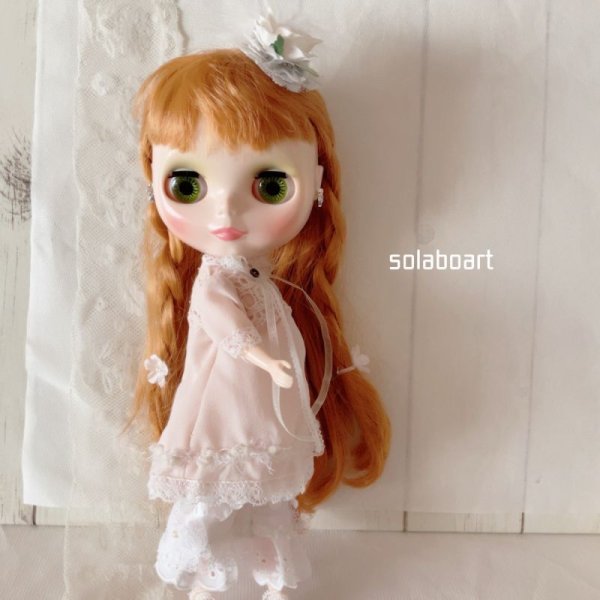 画像4: ネオブライスsizeワンピースとパニエと羽根の髪飾りのセット(3点セット)solaboartそらぼあーと様製作 (4)