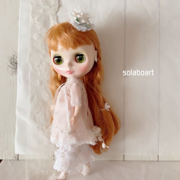 画像3: ネオブライスsizeワンピースとパニエと羽根の髪飾りのセット(3点セット)solaboartそらぼあーと様製作 (3)