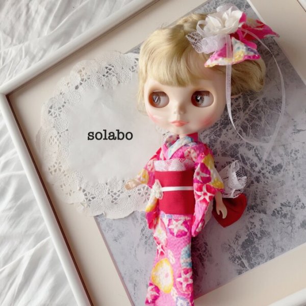 画像3: ネオブライスsize浴衣と帯と髪飾りのセットsolaboartそらぼあーと様製作 (3)