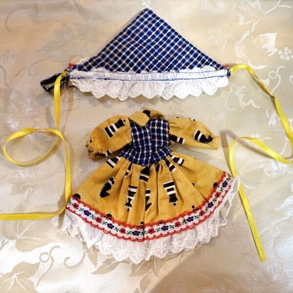 画像4: ミディブライス相当size『マスタードカラーワンピース&バブーシュカセット』 (4)