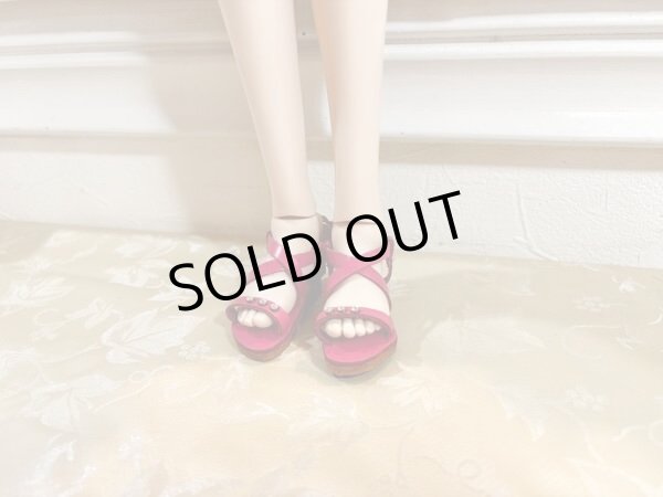 画像1: gohongi様制作　DDサイズ　サンダル【 ワインレッド×キラキラストーン 】 (1)