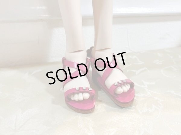 画像2: gohongi様制作　DDサイズ　サンダル【 ワインレッド×キラキラストーン 】 (2)