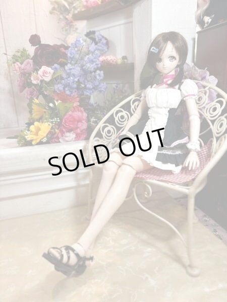 画像7: gohongi様制作　DDサイズ　サンダル【 エナメル調ブラック×キラキラストーン】 (7)