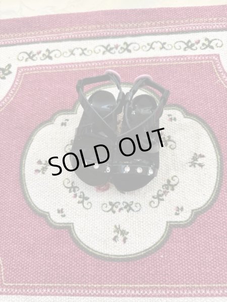 画像3: gohongi様制作　DDサイズ　サンダル【 エナメル調ブラック×キラキラストーン】 (3)