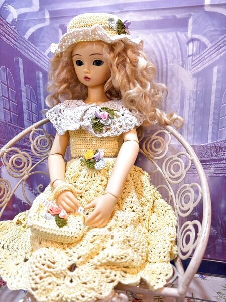 画像2: 【SALE!】『SDサイズyellowレース編みワンピースセット』 (2)