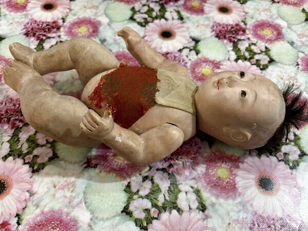 画像4: 昭和時代の市松人形幼い子コンポジションボディ　26cm (4)