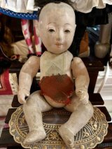 まあ可愛い　小さ目　古い市松人形　３５ｃｍ位　明治　大正　オープンマウス　人毛 Yahoo!オークション -「市松人形 大正」(市松人形) (日本人形)の