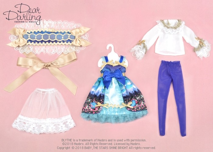 Blythe公式ドリーウェア：ネオブライスサイズ(22ｃｍドール服)『 AURORA 月夜の森のsoirée 【ブルー】』 - N's  dollCafe