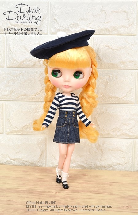 Blythe公式ドリーウェア ネオブライスサイズ 22ｃｍ服 デニム台形スカート インディゴ N S Doll Cafe